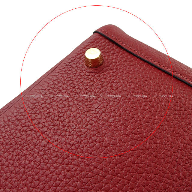 HERMES Shoulder bag Lindy 26 Rouge H Taurillon Clemence Gold HW Stamp W[EXCELLENT][Authentic]