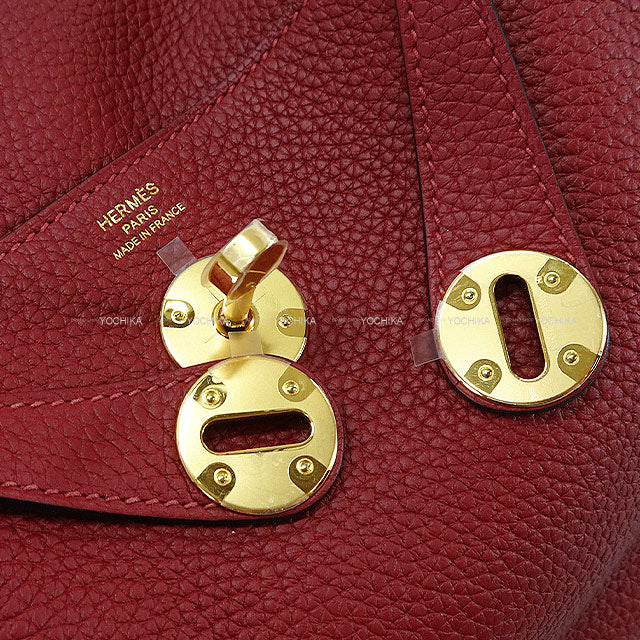 HERMES Shoulder bag Lindy 26 Rouge H Taurillon Clemence Gold HW Stamp W[EXCELLENT][Authentic]