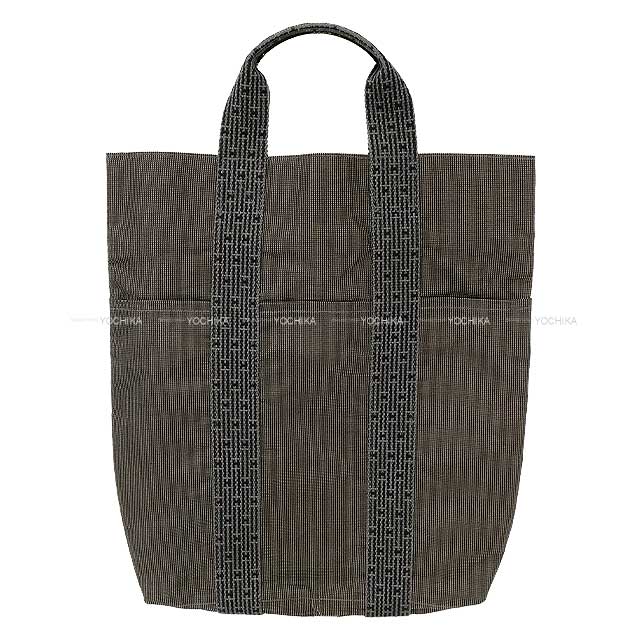 HERMES tote bag Herline Cabas Grey Canvas Silver HW[EXCELLENT][Authentic]
