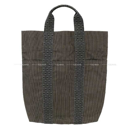HERMES tote bag Herline Cabas Grey Canvas Silver HW[EXCELLENT][Authentic]