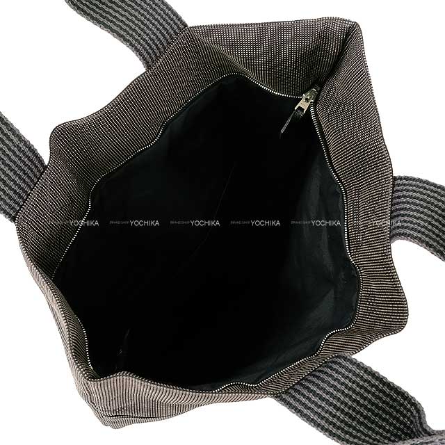 HERMES tote bag Herline Cabas Grey Canvas Silver HW[EXCELLENT][Authentic]