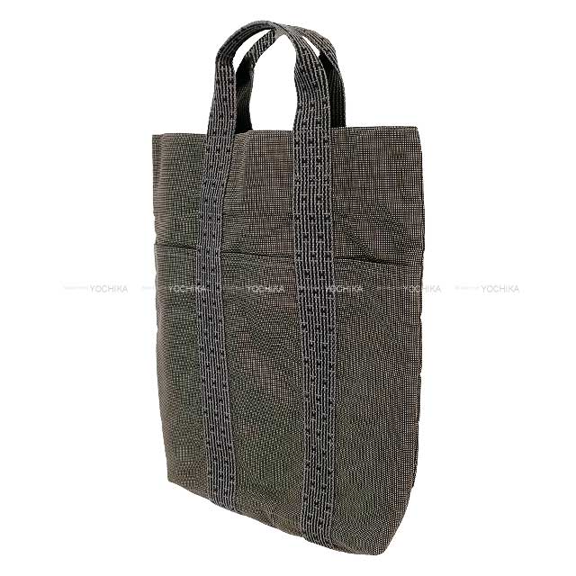 HERMES tote bag Herline Cabas Grey Canvas Silver HW[EXCELLENT][Authentic]