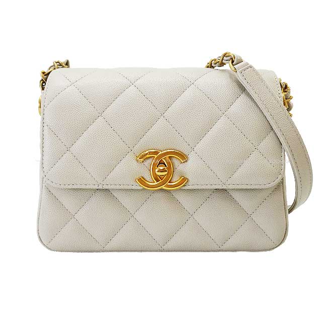[Pre-loved] CHANEL Shoulder bag Mini Matelasse 20 Flap Grey Graind Calf(Caviarskin) Mat Gold HW AS4906[LIKE NEW][Authentic]