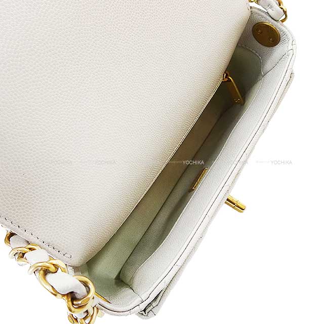 [Pre-loved] CHANEL Shoulder bag Mini Matelasse 20 Flap Grey Graind Calf(Caviarskin) Mat Gold HW AS4906[LIKE NEW][Authentic]