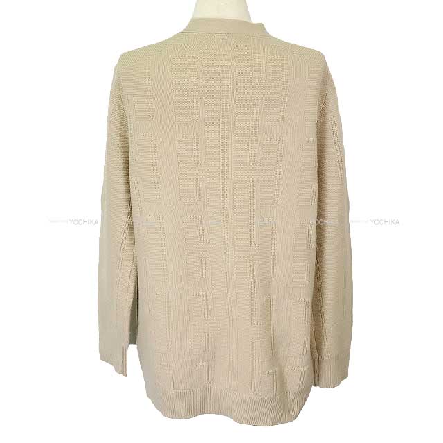 [Pre-loved] 2020 AW HERMES Cardigan Women's V-neck button H motif Beige Natural virgin wool #38[LIKE NEW][Authentic]