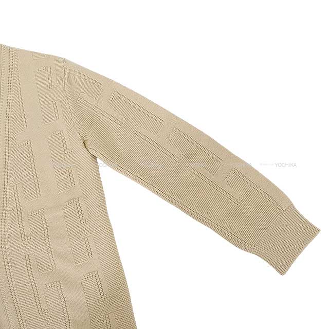 [Pre-loved] 2020 AW HERMES Cardigan Women's V-neck button H motif Beige Natural virgin wool #38[LIKE NEW][Authentic]