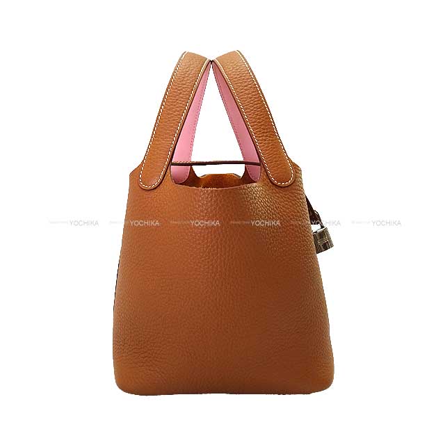 HERMES Handbag Picotin Lock 18 PM Eclat Gold/Rose Sakura Taurillon Clemence/Veau Swift Silver HW Stamp W[EXCELLENT][Authentic]