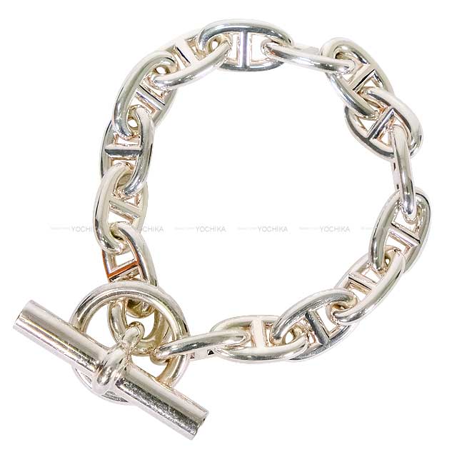 [Pre-loved] HERMES bracelet Chaine D'ancre MM 15 Links Silver925 1 frame around 0.6"[USED SA][Authentic]