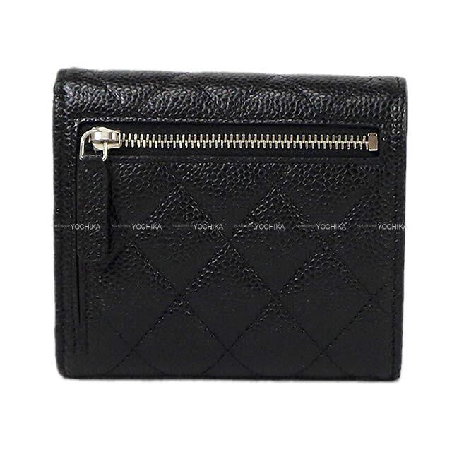 CHANEL Tri-fold wallet Classic Matelasse with Coin Case Noir (Black)/Bordeaux Graind Calf(Caviarskin) Silver HW AP0231[BRAND NEW][Authentic]