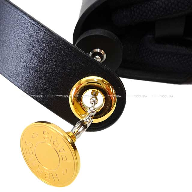 HERMES Shoulder bag Herbag Zip 20 Mini Noir (Black) Toile Militaire/Vache Hunter Gold HW Stamp W[BRAND NEW][Authentic]