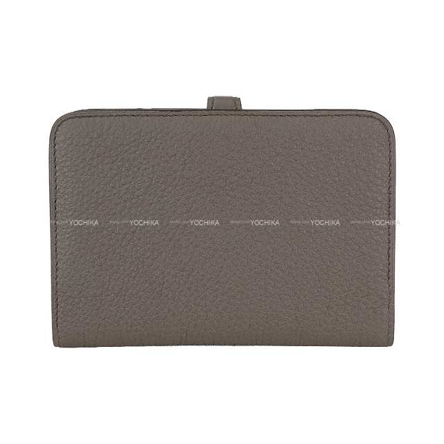 HERMES Bi-fold wallet Dogon Compact Etain Veau Togo Silver HW Stamp B[EXCELLENT][Authentic]