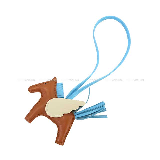 HERMES bag charm Rodeo Pegasus PM Gold/Celeste/Craie Agneau Milo/Veau Swift Stamp W[EXCELLENT][Authentic]