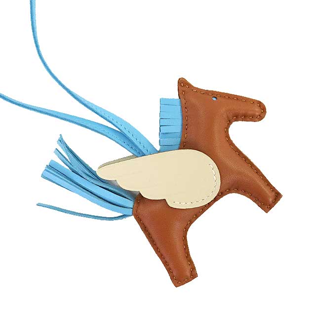 HERMES bag charm Rodeo Pegasus PM Gold/Celeste/Craie Agneau Milo/Veau Swift Stamp W[EXCELLENT][Authentic]