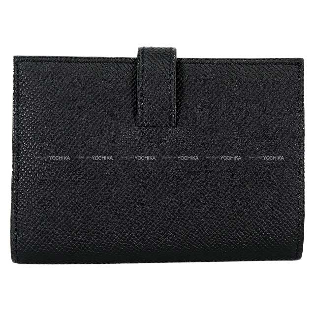 HERMES Bi-fold wallet New H Passant Compact Noir (Black) Veau Epsom Silver HW Stamp K H085779[BRAND NEW][Authentic]