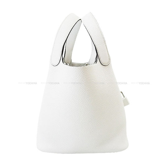 HERMES Handbag Picotin Lock 22 MM New White Taurillon Clemence Silver HW Stamp W[BRAND NEW][Authentic]