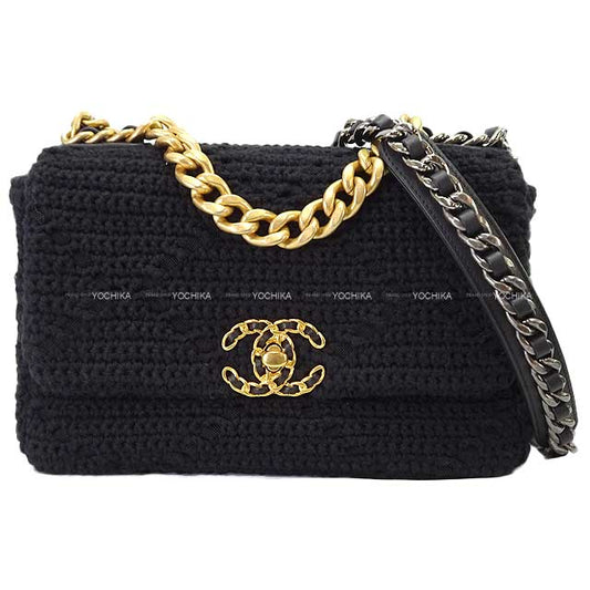 [Pre-loved] CHANEL Shoulder bag Chanel 19 Matelasse 2Way Noir (Black) Cotton Mat Gold HW Mat Silver HW AS1160[LIKE NEW][Authentic]