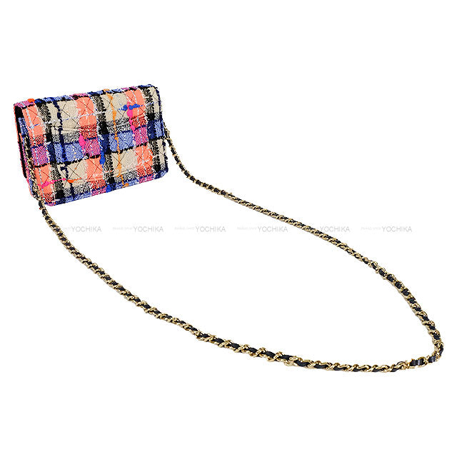 CHANEL Chain wallet Matelasse Coco Multicolor Tweed Silver HW AP0250[EXCELLENT][Authentic]