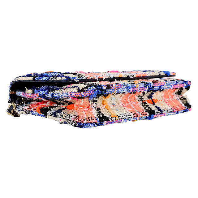 CHANEL Chain wallet Matelasse Coco Multicolor Tweed Silver HW AP0250[EXCELLENT][Authentic]