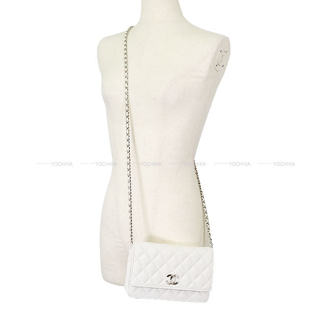 2025 Cruise CHANEL Chain wallet Matelasse COCO Fish Motif Blanc (White)/Multicolor Graind Calf(Caviarskin) Silver HW AP4326[BRAND NEW][Authentic]