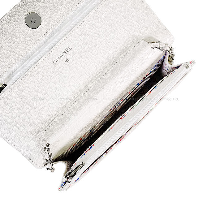 2025 Cruise CHANEL Chain wallet Matelasse COCO Fish Motif Blanc (White)/Multicolor Graind Calf(Caviarskin) Silver HW AP4326[BRAND NEW][Authentic]