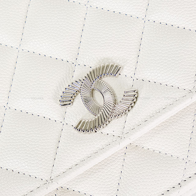 2025 Cruise CHANEL Chain wallet Matelasse COCO Fish Motif Blanc (White)/Multicolor Graind Calf(Caviarskin) Silver HW AP4326[BRAND NEW][Authentic]