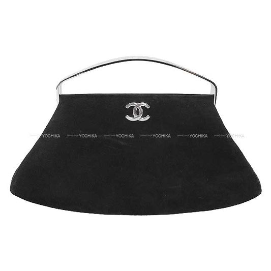 [Pre-loved] CHANEL Handbag COCO Metal Handle Vintage Fermoir sac Party Noir (Black) Suede cal Silver HW[USED AB][Authentic]