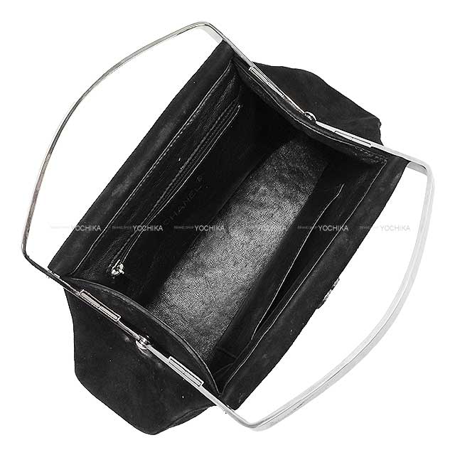 [Pre-loved] CHANEL Handbag COCO Metal Handle Vintage Fermoir sac Party Noir (Black) Suede cal Silver HW[USED AB][Authentic]