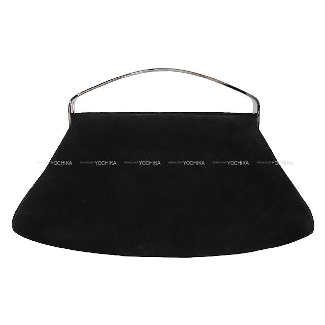 [Pre-loved] CHANEL Handbag COCO Metal Handle Vintage Fermoir sac Party Noir (Black) Suede cal Silver HW[USED AB][Authentic]