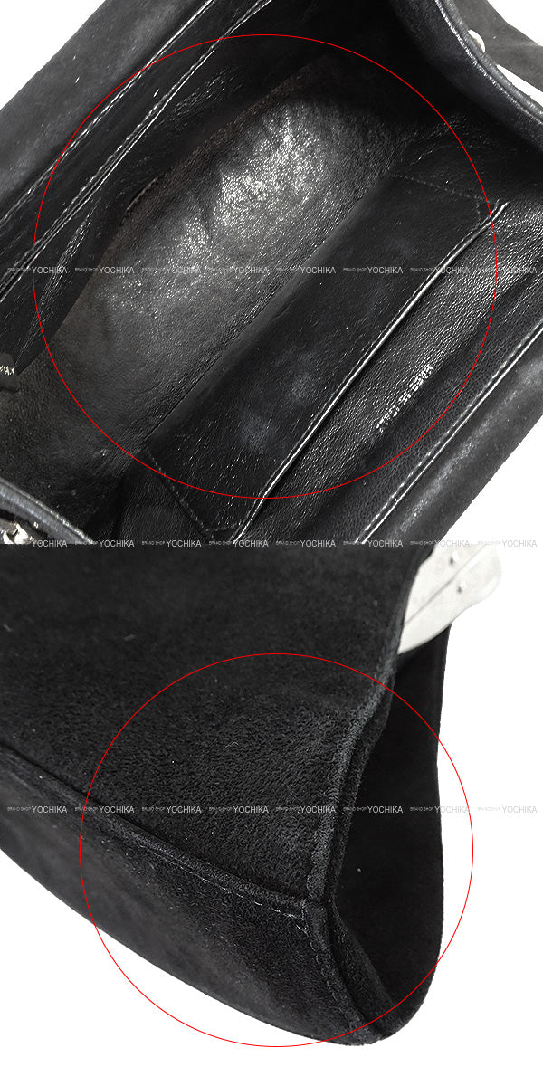 [Pre-loved] CHANEL Handbag COCO Metal Handle Vintage Fermoir sac Party Noir (Black) Suede cal Silver HW[USED AB][Authentic]