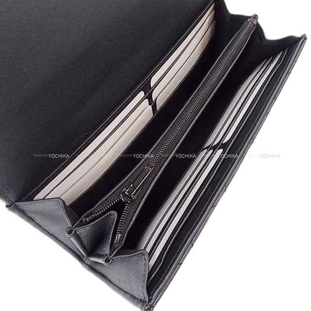 CHANEL long wallet Matelasse COCO Flap So Black Noir (Black) pearly lambskin Black HW AP0241[EXCELLENT][Authentic]