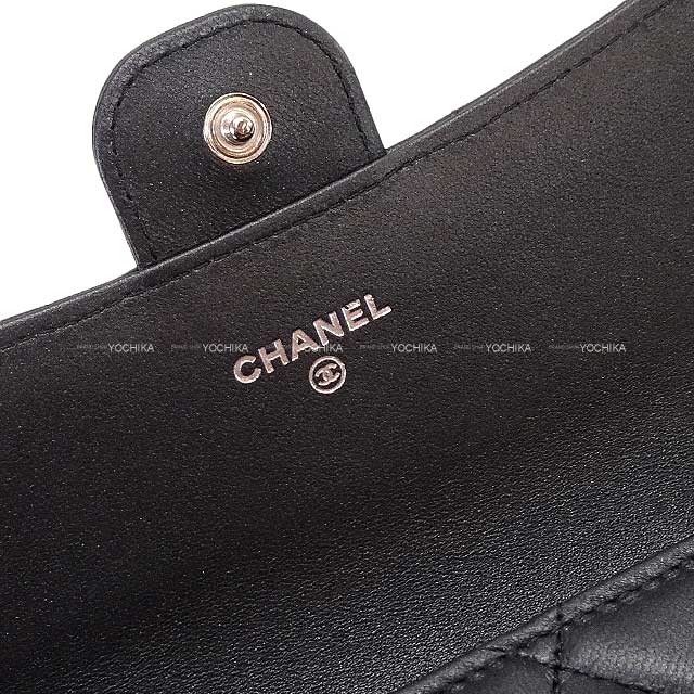 CHANEL long wallet Matelasse COCO Flap So Black Noir (Black) pearly lambskin Black HW AP0241[EXCELLENT][Authentic]