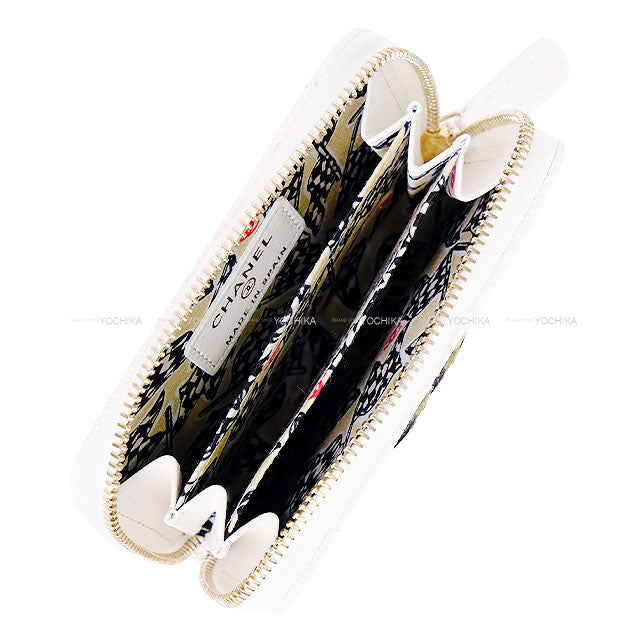 2023 Cruise CHANEL change purse Zip Matelasse COCO Card case Flag Inner Print white/Beige/black/Red Graind Calf(Caviarskin) Champagne Gold HW AP3131[EXCELLENT][Authentic]