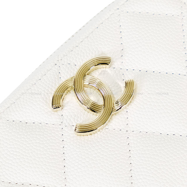 2023 Cruise CHANEL change purse Zip Matelasse COCO Card case Flag Inner Print white/Beige/black/Red Graind Calf(Caviarskin) Champagne Gold HW AP3131[EXCELLENT][Authentic]