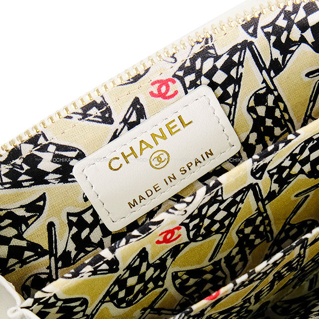 2023 Cruise CHANEL change purse Zip Matelasse COCO Card case Flag Inner Print white/Beige/black/Red Graind Calf(Caviarskin) Champagne Gold HW AP3131[EXCELLENT][Authentic]