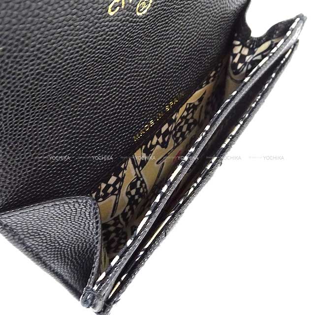2023 Cruise CHANEL card holder Coin Case Matelasse COCO Flap Flag Inner Print Black/Beige/White/Red Graind Calf(Caviarskin) Champagne Gold HW AP3130[EXCELLENT][Authentic]