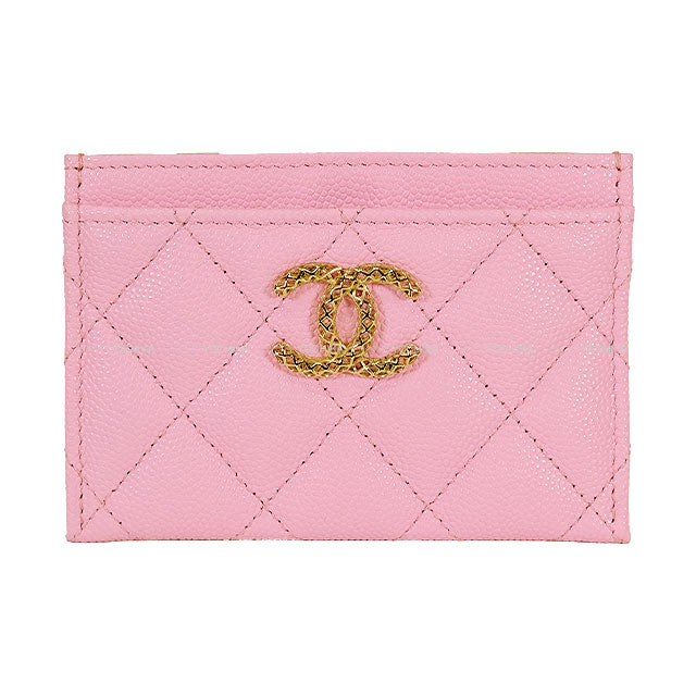 CHANEL card holder Chain COCO Matelasse Bicolor Pink/Green Graind Calf(Caviarskin) Gold HW AP3188[EXCELLENT][Authentic]