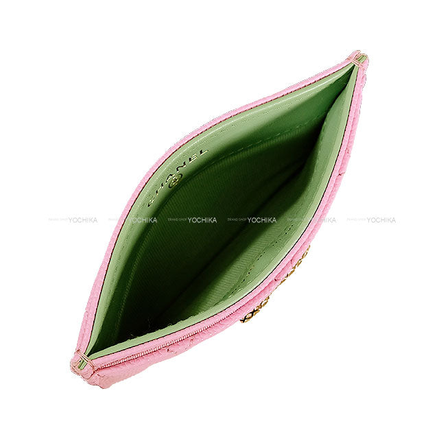 CHANEL card holder Chain COCO Matelasse Bicolor Pink/Green Graind Calf(Caviarskin) Gold HW AP3188[EXCELLENT][Authentic]