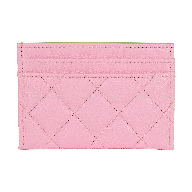 CHANEL card holder Chain COCO Matelasse Bicolor Pink/Green Graind Calf(Caviarskin) Gold HW AP3188[EXCELLENT][Authentic]
