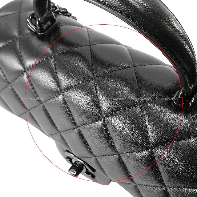 CHANEL Shoulder bag Twilly Matelasse 20 Top Handle mini Flap Chain Noir (Black) Lambskin Black HW AS2431[EXCELLENT][Authentic]