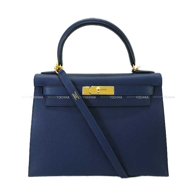 HERMES Shoulder bag Kelly28 Sellier Blue Navy Veau Epsom Gold HW Stamp W[BRAND NEW][Authentic]