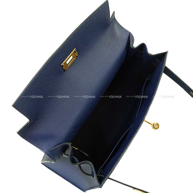 HERMES Shoulder bag Kelly28 Sellier Blue Navy Veau Epsom Gold HW Stamp W[BRAND NEW][Authentic]