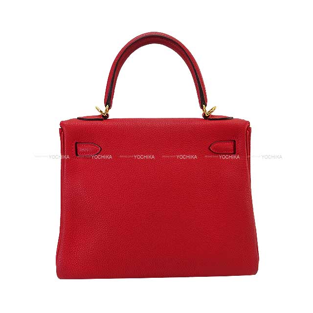 [Pre-loved] HERMES Shoulder bag Kelly25 Retourne Rouge Piment Veau Togo Gold HW Stamp Y[LIKE NEW][Authentic]