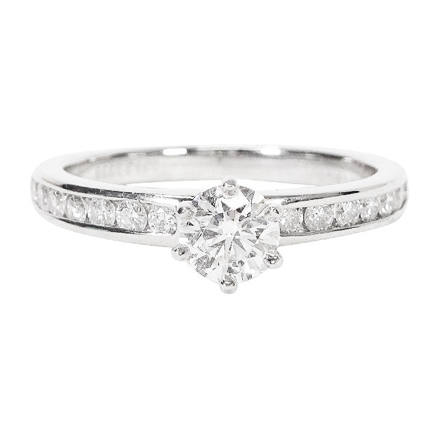 [Pre-loved] TIFFANY&Co. ring Half Eternity Brilliant Cut Pt950/1P Diamond0.34ct #49[LIKE NEW][Authentic]