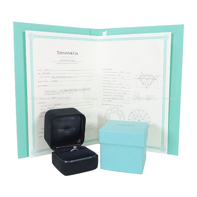 [Pre-loved] TIFFANY&Co. ring Half Eternity Brilliant Cut Pt950/1P Diamond0.34ct #49[LIKE NEW][Authentic]