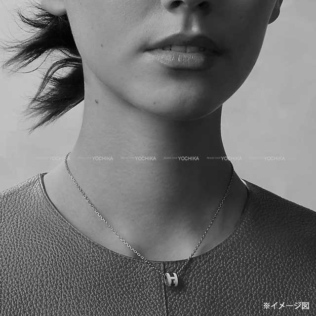 HERMES necklace Mini Pop H Vert Peppermint Rosegold plated/Lacquer[BRAND NEW][Authentic]