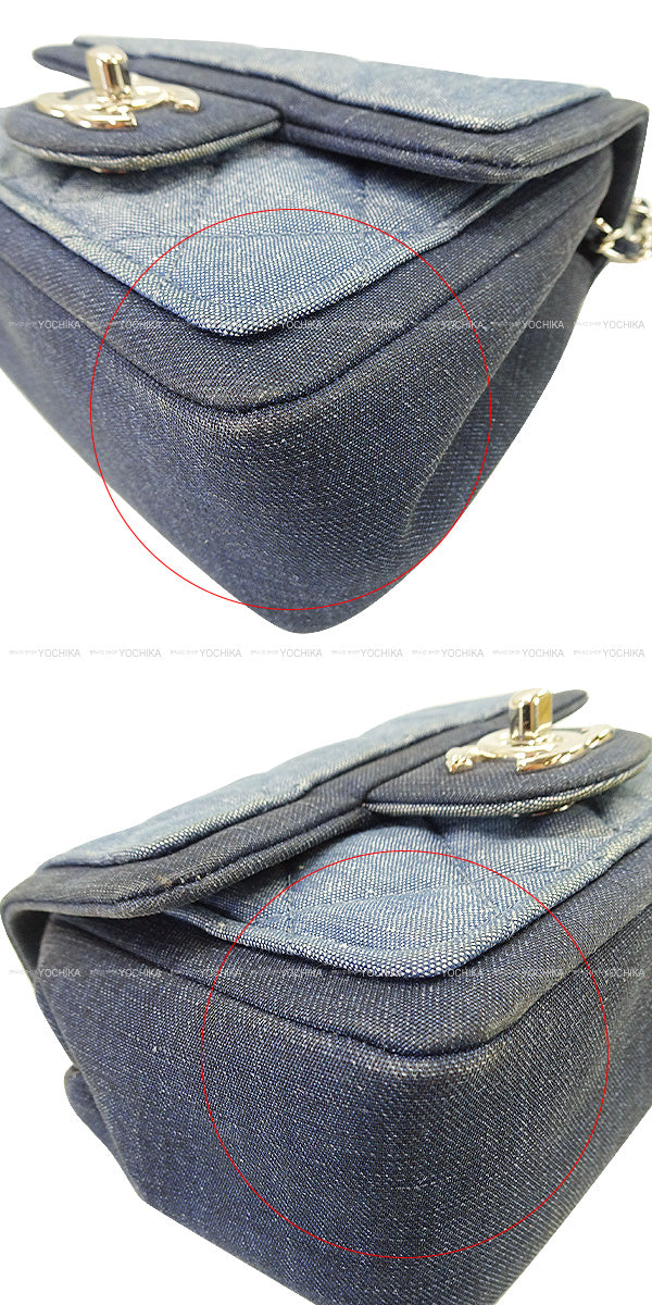[Pre-loved] CHANEL Shoulder bag Mini Matelasse Medal Charm Single Chain Blue Navy Denim Silver HW A92263[USED SA][Authentic]
