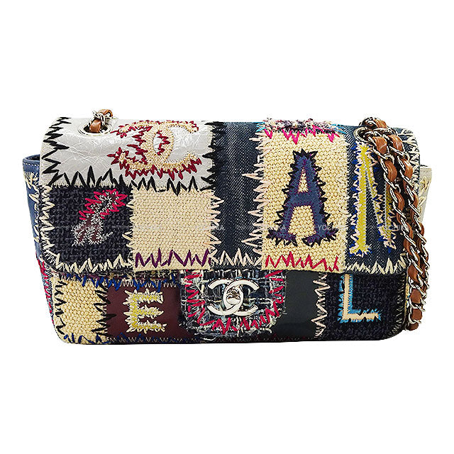 [Pre-loved] CHANEL Shoulder bag Matelasse 25 Denim Patchwork Chain Navy/Multicolor Denim/Tweed/Leather Silver HW A65468[USED A][Authentic]