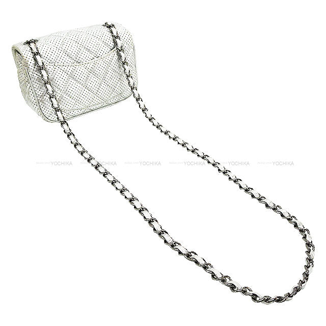 [Pre-loved] CHANEL Shoulder bag Mini Matelasse Single Flap Embossed Chain Silver Metallic Lambskin Silver HW A35200[USED AB][Authentic]