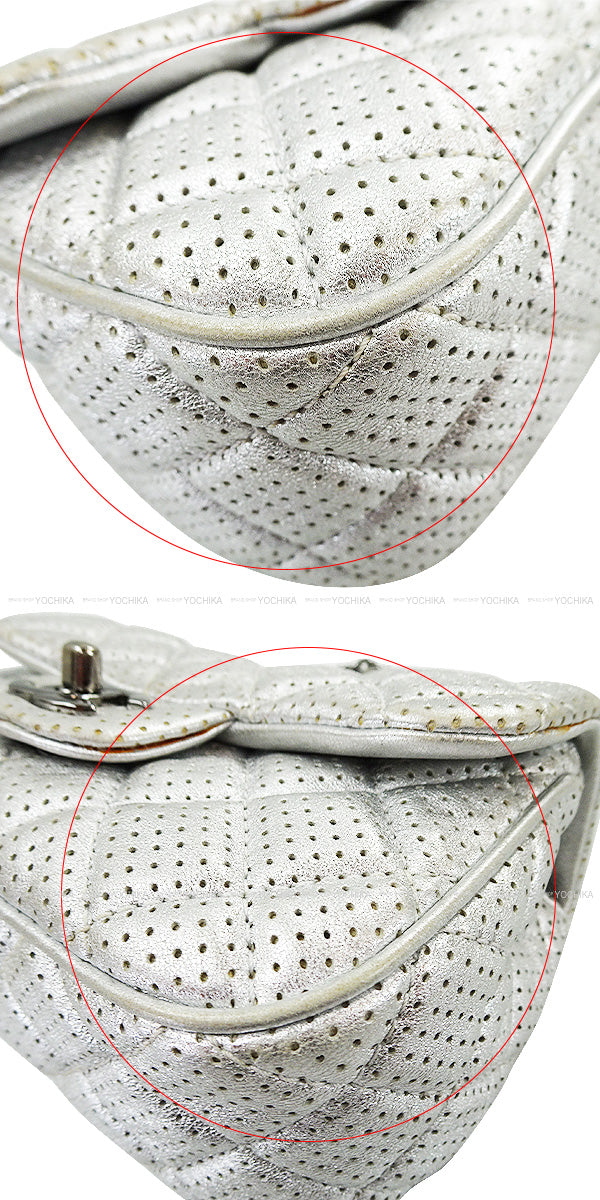 [Pre-loved] CHANEL Shoulder bag Mini Matelasse Single Flap Embossed Chain Silver Metallic Lambskin Silver HW A35200[USED AB][Authentic]