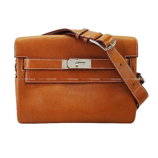 [Pre-loved] HERMES Shoulder bag Kelly Messenger 24 PM Fauve Barenia Faubourg Silver HW Stamp B[LIKE NEW][Authentic]